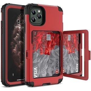 iPhone 11 Pro Red Wallet Case with Mirror